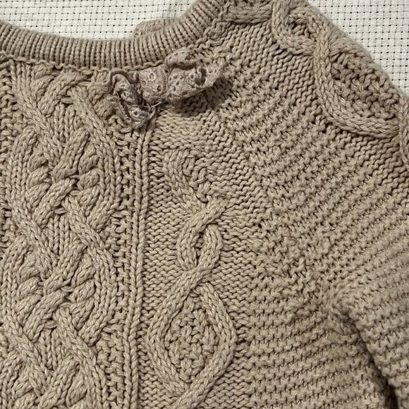 Cupcakes and Cashmere Infant Girls 3-6 Mo Cable Knit Sweater Dress Neutral Beige - Picture 3 of 10